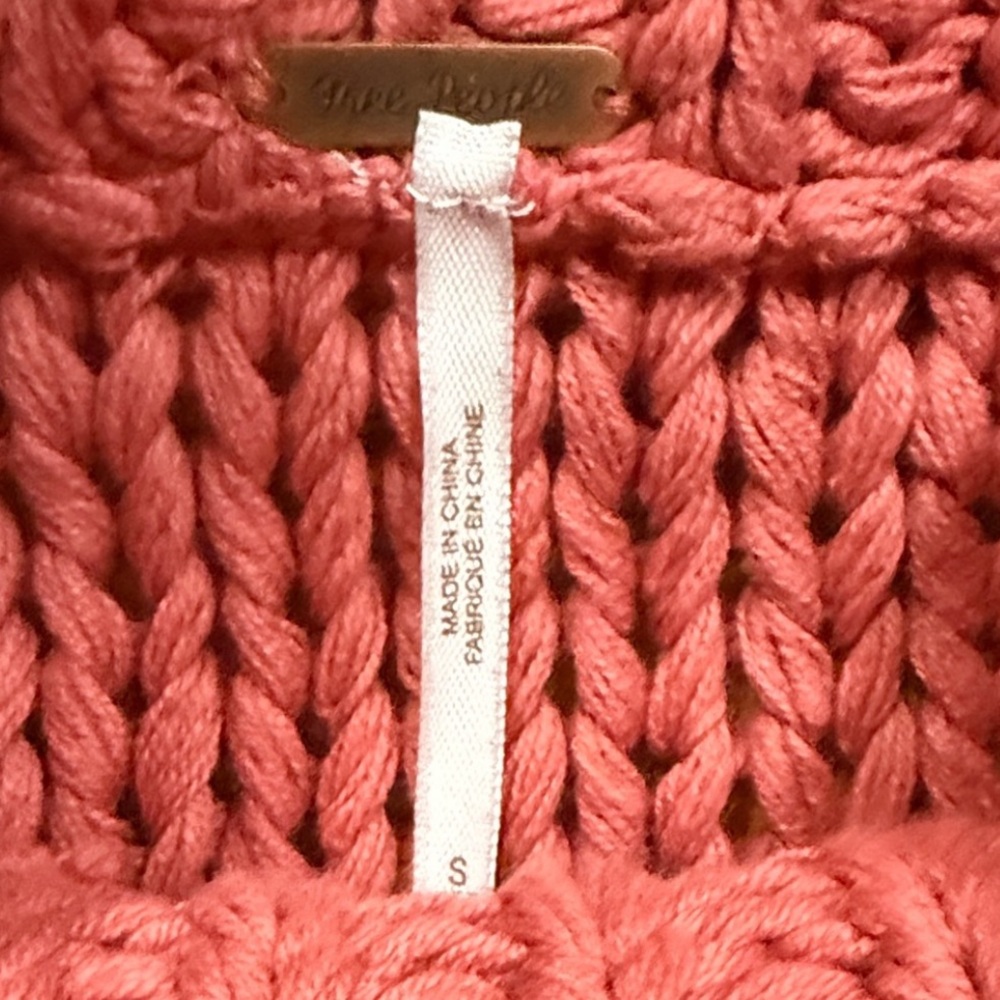 Free People My Only Sunshine Sweater Rosette Chunky Knit Turtleneck Oversized S - Picture 6 of 7